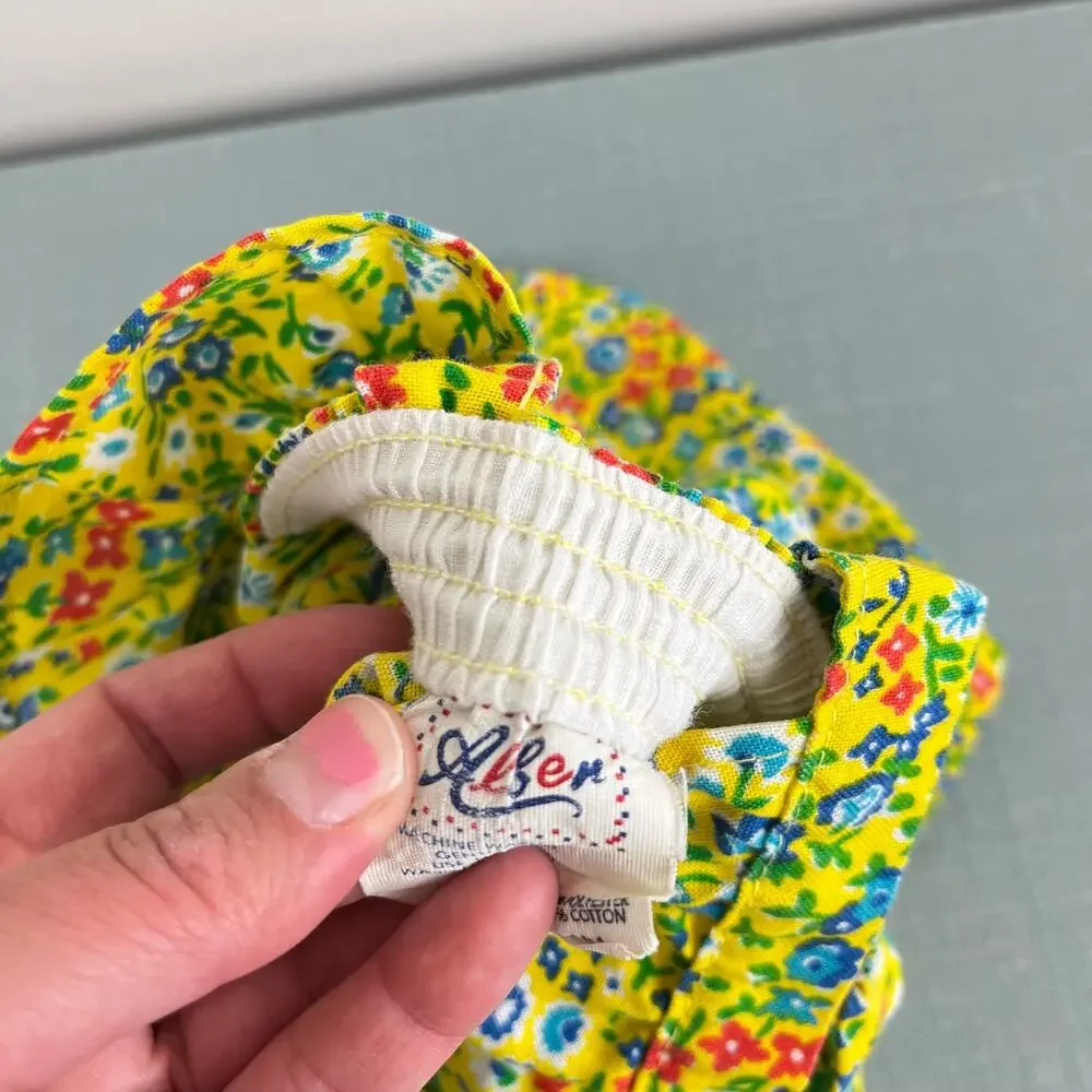 Vintage Alber Yellow Floral overalls 2T USA